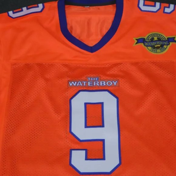 The Waterboy Football Jersey Mens Large Orange Bobby Boucher #9 Adam Sandler - Picture 3 of 10